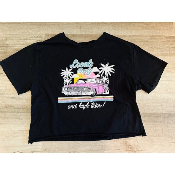 Locals Only and High Tides Classic Car Cropped T-shirt Size M - Picture 1 of 1